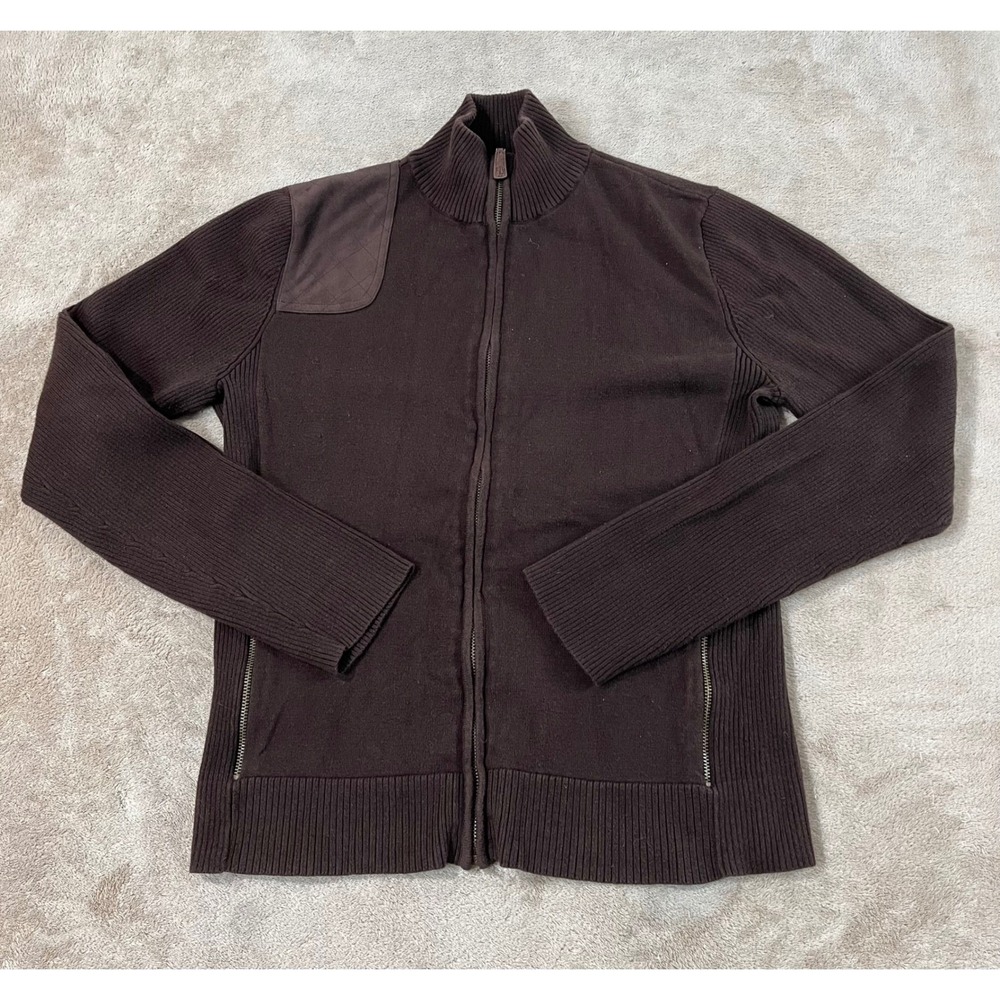 Lauren Ralph Lauren Cardigan Sweater Women P/L Brown Shooter 100% Cotton L/S EUC